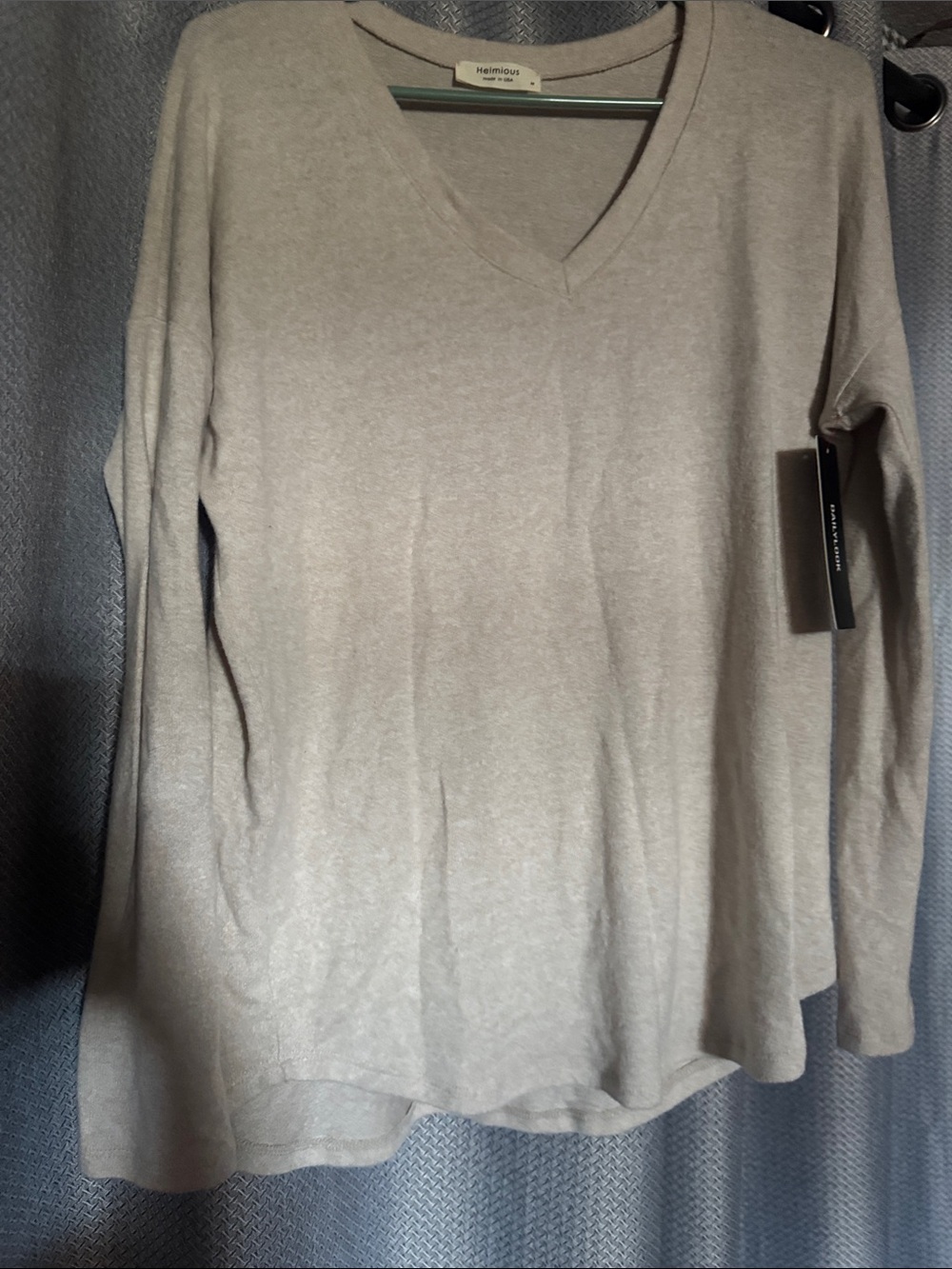 Haparious V-Neck Long Sleeve Top — Light Taupe